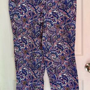 Isaac Mizrahi Live pull on flat front Colorful Paisley Print Pants 18W Tall
